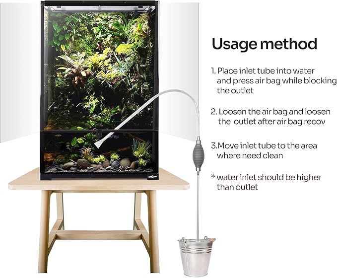 REPTI ZOO 67 Gallon Glass Terrarium Tank,Knock-Down Paludarium Large Terrarium 24"x18"x 36”,Bio Deep Base 10”, Double Hinge Door, Siphon Gravel Cleaner Set Included