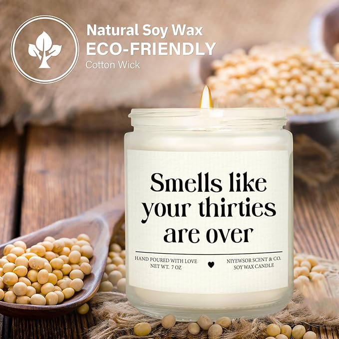 Niyewsor 40th Birthday Gifts Women Men, Forty Birthday Candle, 1986 40th Birthday Decorations for Women Men, 40 Year Old Bday Gifts for Friend, Sister, Wife, Husband, Handmade, 7oz