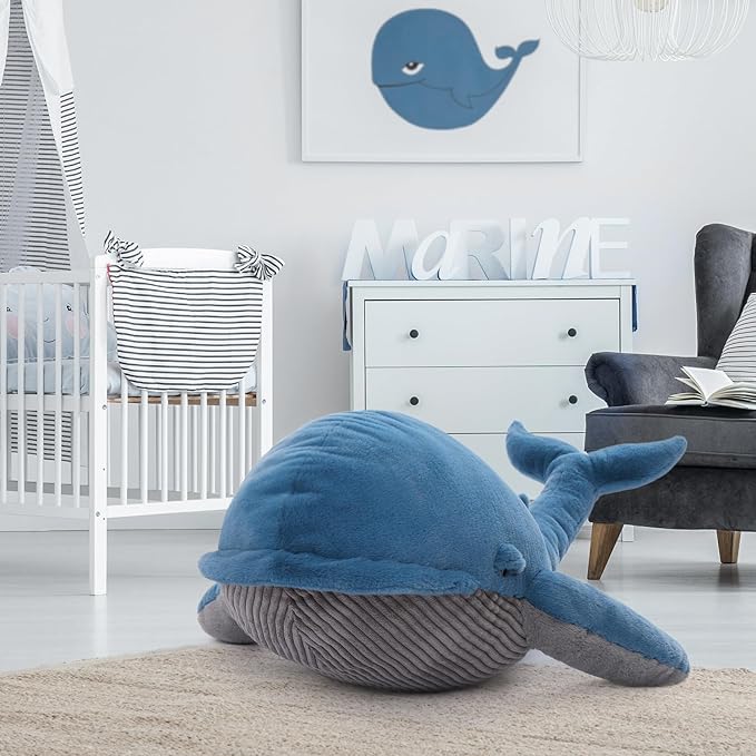 MaoGoLan 43 inch Stuffed Whale Big Plush Pillow Blue Whale 4ft Humpback Toy for Kids Girls Pregnant Women Adults, Ocean Sealife Lovers Gifts for Valentine's Day Christmas Birthday