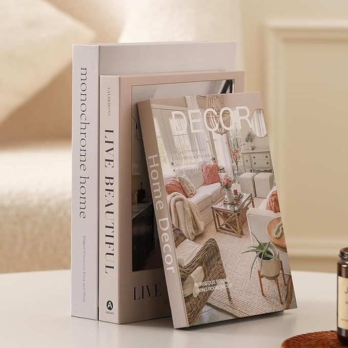 Set of 3 Decorative Books for Home Decor,Stylish Fake Books for Decoration, Aesthetic Decor Books Set for Coffee Table,Bookshelf,Mantel,Living Room,Hotel,Villa Decor,Storage Box for Photos