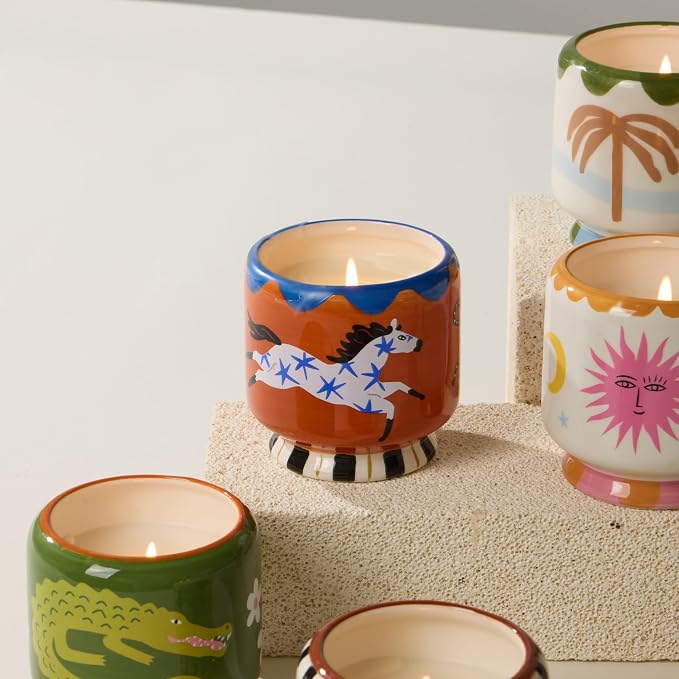Paddywax Scented Candles Dopo Hand-Painted Ceramic Luxury Artisan Candle, 8-Ounce, Horse - Sienna Sunset