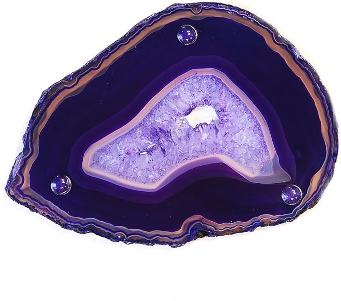 JIC Gem 4-5" Extra Mixed Dyed Color Agate Coasters Polished Natural Geode Coasters Sliced with Free Rubber Bumper Set of 4 Home Decoration