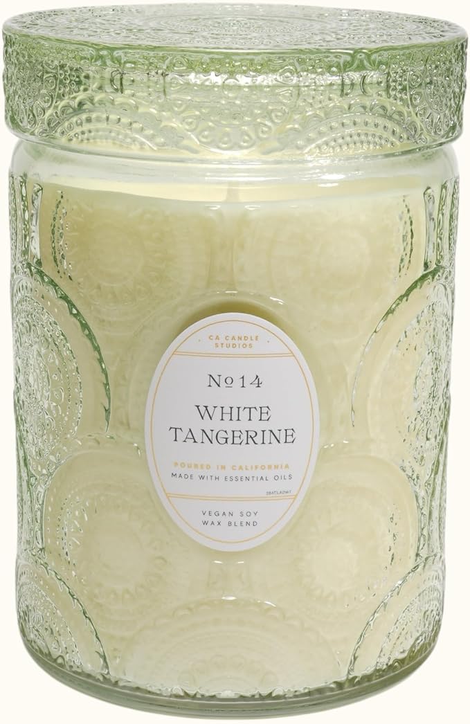 LEOBEN CO – White Tangerine Scented Candle – 18oz, Heirloom Collection – 80 hr Burn Time – Poured in California Using Vegan Soy Wax and Essential Oils – Made in Small Batches
