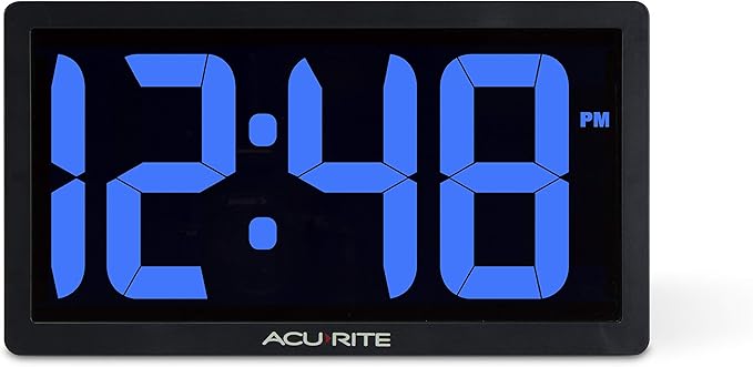 AcuRite 75111M 10-inch LED Digital Clock with Auto Dimming Brightness, Blue
