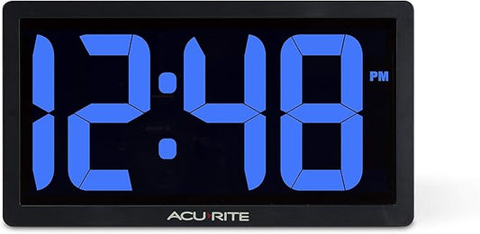 AcuRite 75111M 10-inch LED Digital Clock with Auto Dimming Brightness, Blue