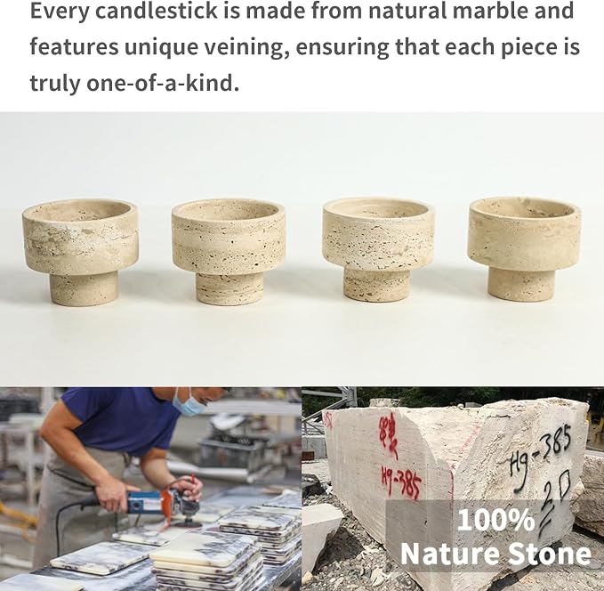 Elegant Italian Travertine Tealight Holders, Luxurious Votive Candle Holders for Home Decor, Natural Stone Pillar Candle Holder for Table Centerpieces, Elegant Wedding Dinner Party Table Decor
