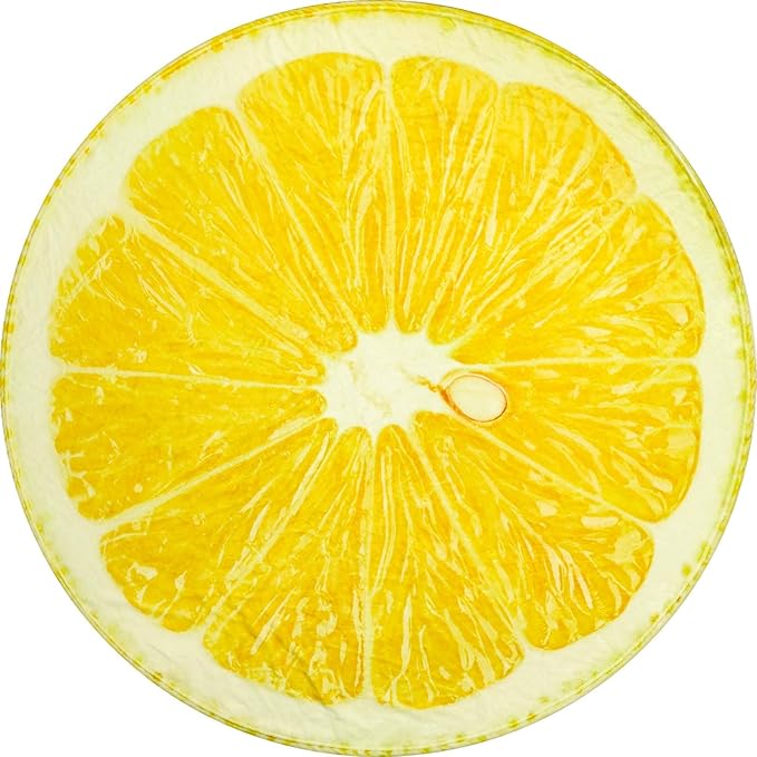 Vessia Food Throw Blanket(60inches, Yellow), Realistic Funny Lemon Blanket for Adults and Kids, 300GSM Novelty Round Fruits Printed Throw for Couch, Sofa, Bed, Fun Home Decor for All Seasons