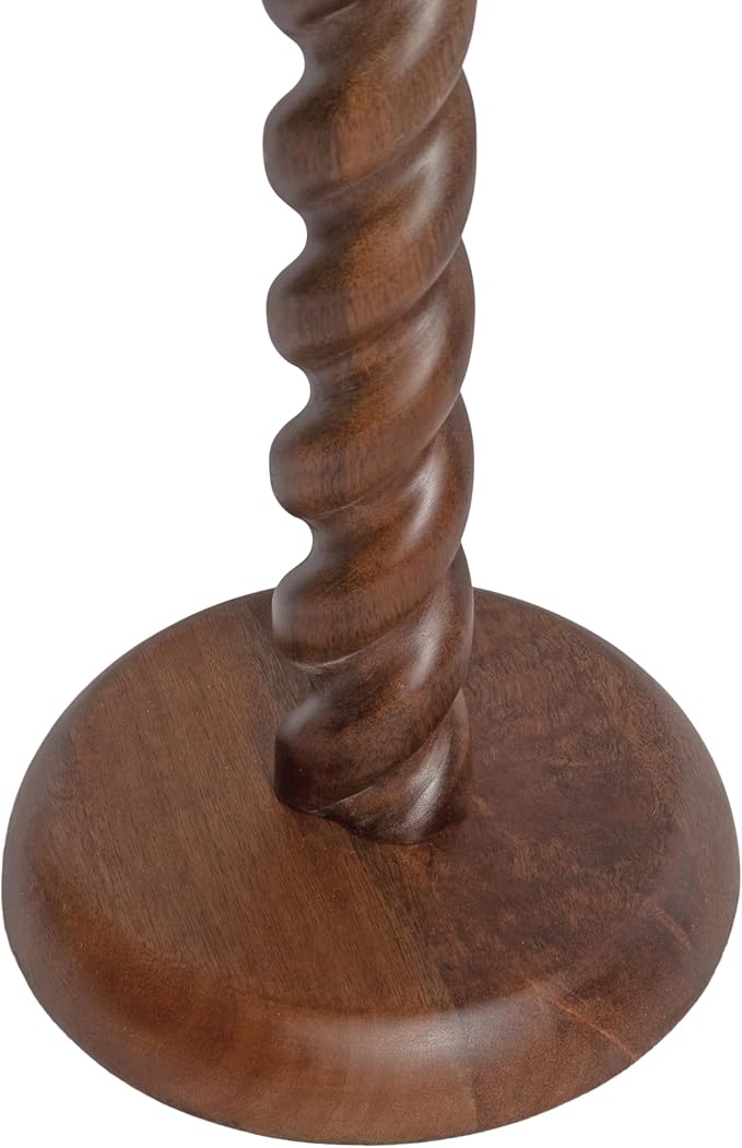 Kate and Laurel Willoughby Modern Wooden Spiraled Round Side Table, 15 x 15 x 24, Walnut Brown, Accent Pedestal End Table with Turned Base for Use as Indoor Plant Stand or Bedroom Nightstand Option