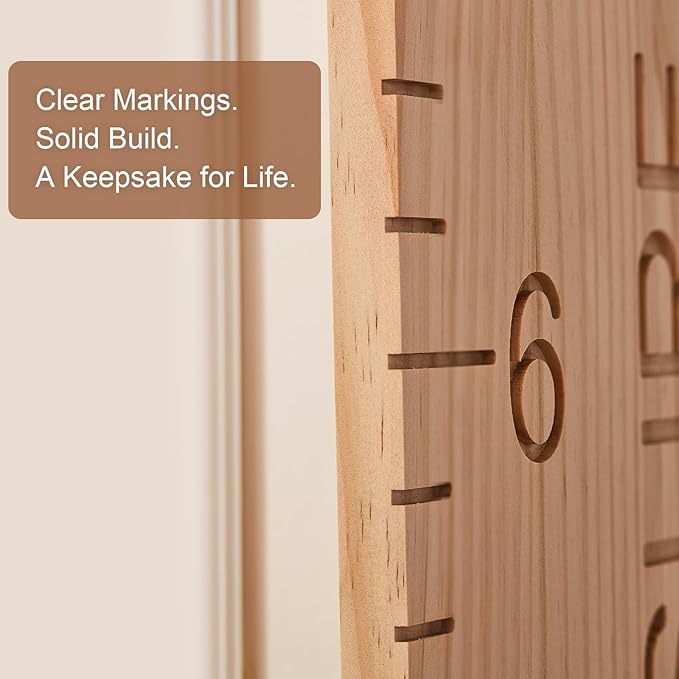 One-Piece Height Chart for Kids, Solid Wood Growth Chart for Wall Measurement Board for Nursery Wall Decor