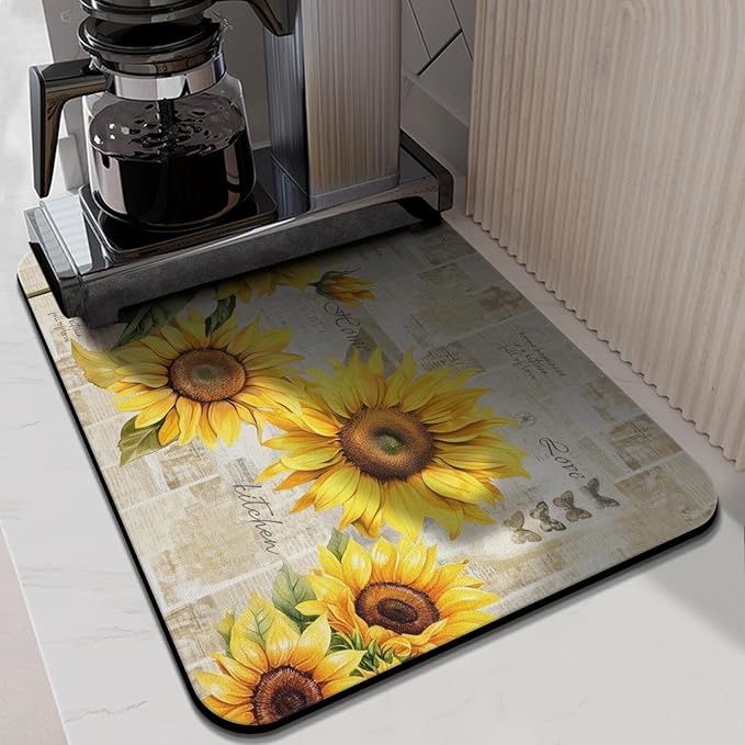 Fun Coffee Mat 24inx18in,Coffee Bar Mat for Countertops,Absorbent Hide Stain Anti-Slip Coffee Bar Accessories Fit Under Coffee Machine Mat,dish Drying Mats for Kitchen