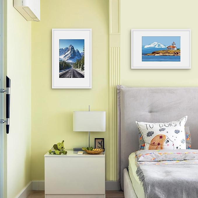 Picrit 11x17 Picture Frame Set of 12, Display 8x12 with Mat or 11x17 without Mat, Photo Frames for Wall Mounting Display, White