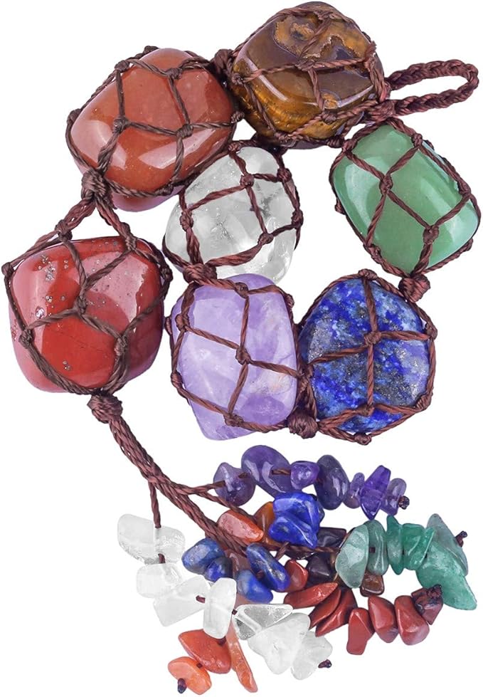 rockcloud 7 Chakras Stones Crystals Tree of Life Wall Hanger Tumbled Gemstones Meditation Hanging Ornament Window Ornament Wedding Souvenir Home Decor