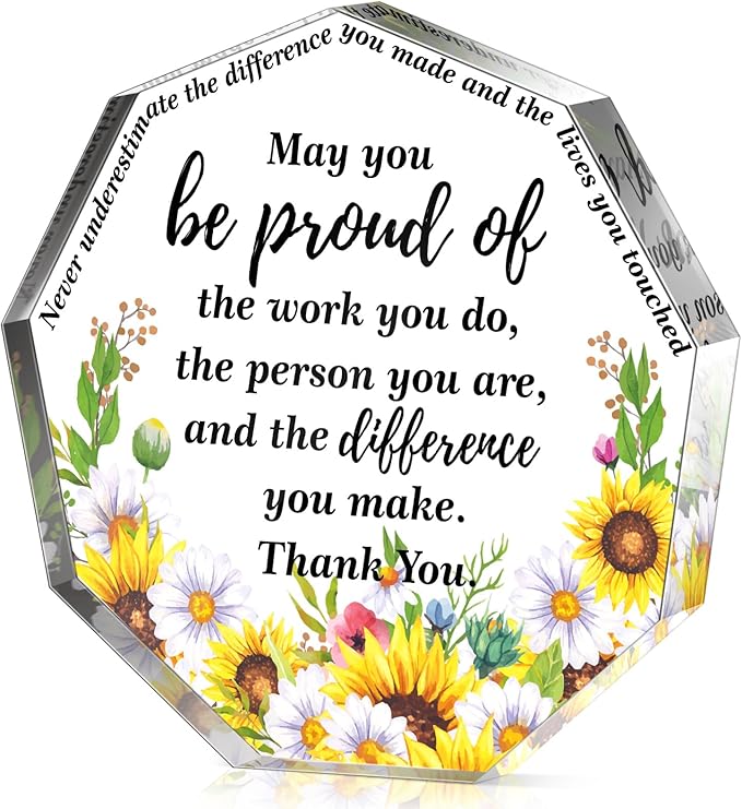 Yinder Thank You Gifts for Women Appreciation Gifts for Coworker Employee Nurse Teacher Leader Boss Inspirational Quotes Acrylic Desk Decor for Home Office Farewell Retirement