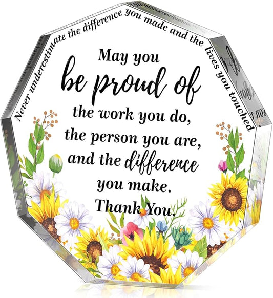 Yinder Thank You Gifts for Women Appreciation Gifts for Coworker Employee Nurse Teacher Leader Boss Inspirational Quotes Acrylic Desk Decor for Home Office Farewell Retirement