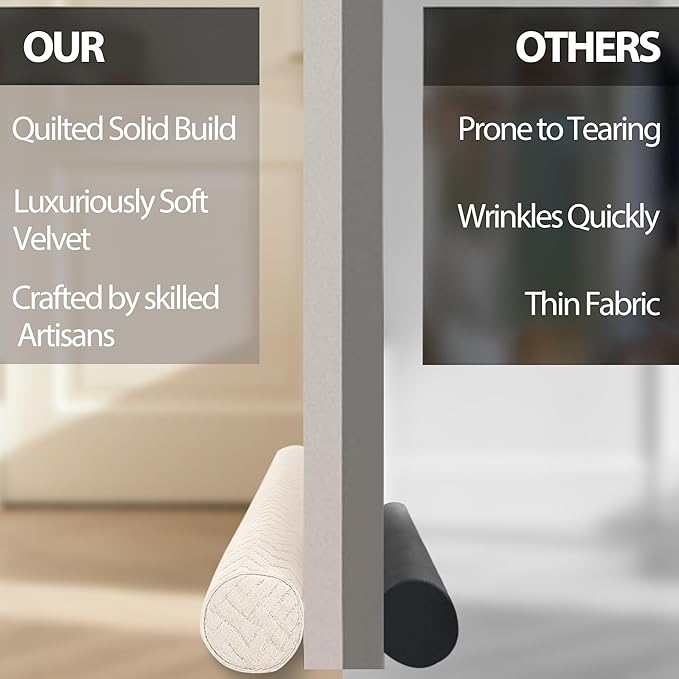 Ciieyuo Velvet Under Door Draft Stopper, Noise Blocker & Soundproof Door Seal, Blocks Cold Air, Light & Smoke, Easy Install Under Door Gap Filler, Door Sweep for Bottom 30"-36" Grey