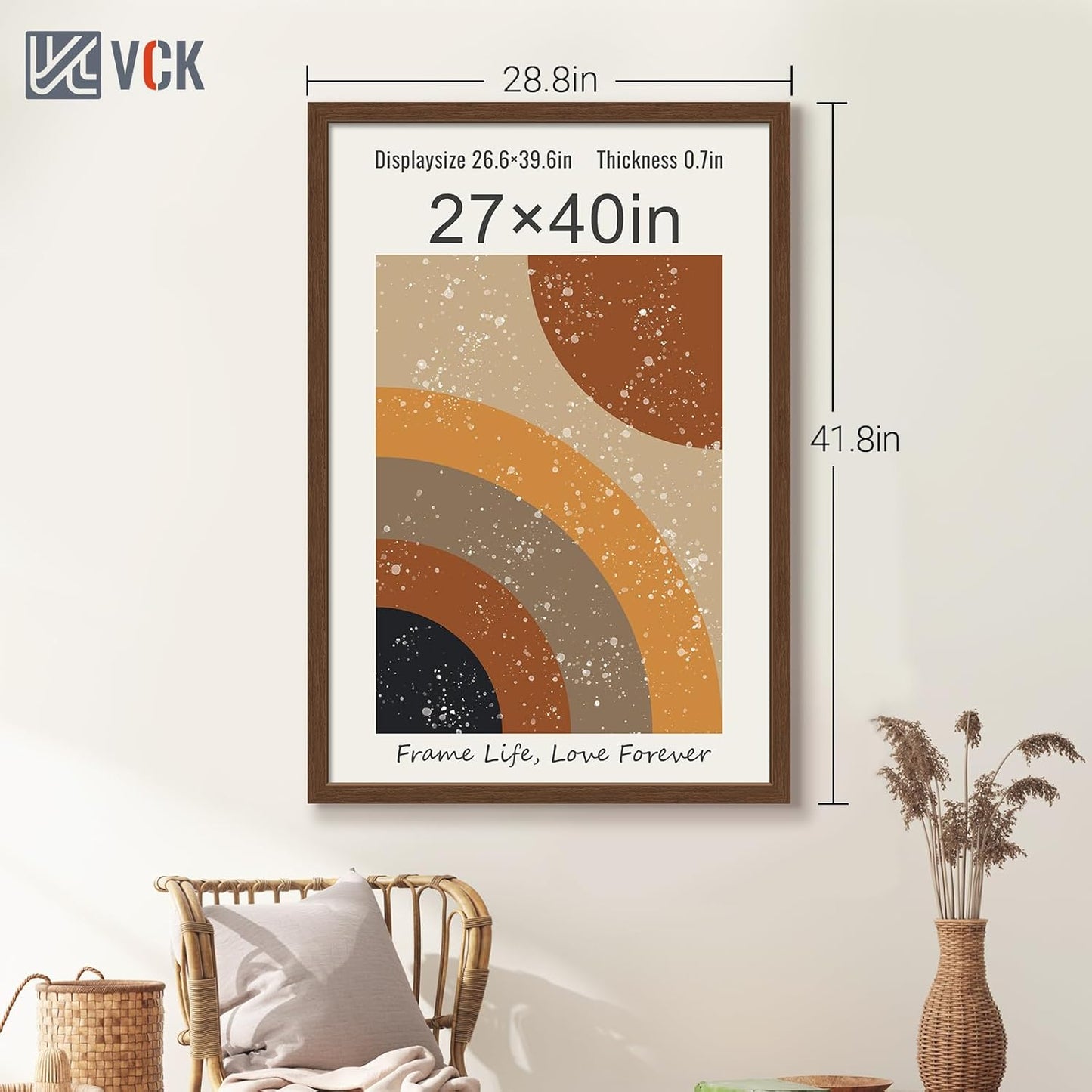 VCK 27x40 Brown Poster Frame 3 Pack, Wood Picture Frame with Exclusive Wood Grain, Wall Mounting Hanging