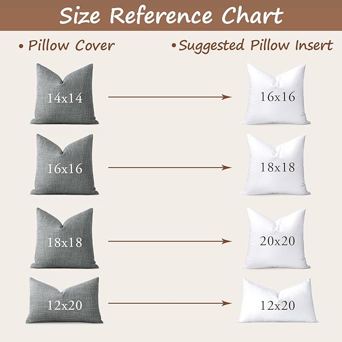 Artscope 16x16 Outdoor Pillow Inserts, Synthetic Down Waterproof Throw Pillow Inserts (Pack of 2), Decorative Outdoor Pillows for Couch Sofa Bed Patio Furniture