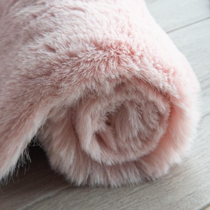 ORINOVA Living Room Rugs 8x10 Area Rugs for Bedroom Pink Shag Washable Faux Rabbit Fluffy Fur Rug Large Boho Nursery Rug