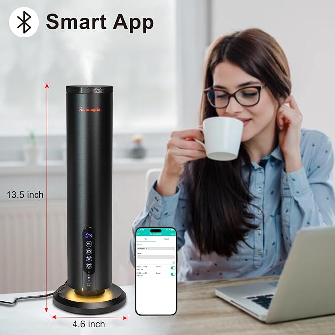 Air Diffuser Bluetooth Waterless Essential Oil Aromatherapy Diffuser with Timer, 1200 Sq Ft Coverage Fit for Home, Office, Bedroom & Spa