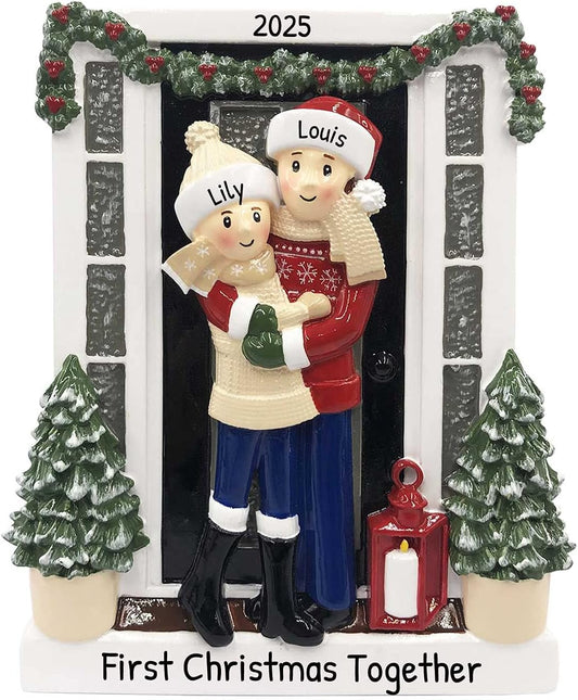 3D Personalized Our First Christmas Ornament 2025 Winter Sweater Couple Ornaments Front Door Couples Ornament 2025 Family of 2 Xmas Tree for a Couple Ornaments Couples Unique Gifts