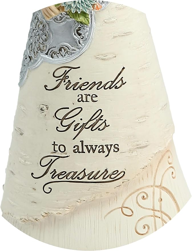 Elements Friend Angel Figurine by Pavilion, 8-Inch, Holding Butterfly, Inscription Friends are Gifts to Always Treasure,White