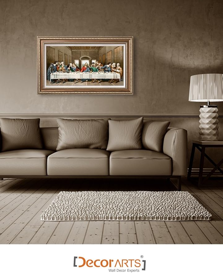 DECORARTS -The Last Supper, Leonardo da Vinci Classic Art Reproductions. Giclee Print& Museum Quality Framed Art for Wall Decor. 30x16, Framed size: 35x21