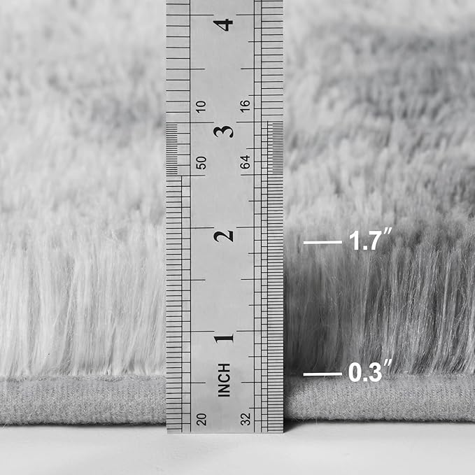 Deerhoo Large Shag Area Rugs 9 x 12, Tie-Dyed Plush Fuzzy Rugs for Living Room, Ultra Soft Fluffy Furry Rug for Bedroom, Indoor Carpet Nursery Rugs for Kids Room Home Decor, Light Grey