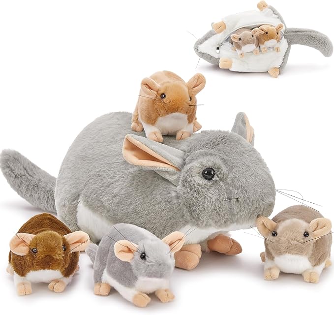 MorisMos 5Pcs Mouse Stuffed Animals, 19inch Mom Rat with 4 Babies Halloween Stuffed Mice Plush Gifts Kids, Boys, Girls