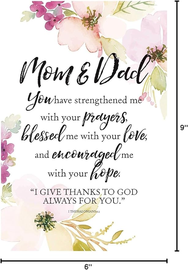 DEXSA Mom & Dad Wood Plaque with Inspiring Quotes 6"x9" - Elegant Vertical Frame Wall & Tabletop Decoration | Easel & Hanging Hook | Christian Family Religious Home Decor Saying | Made in the USA