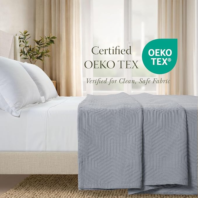 Threadmill Luxury Cotton Blankets for Twin Size Bed | All-Season 100% Cotton Twin Blanket for Bed | Aster Jacquard Lightweight, Soft & Cozy Coverlet, 350GSM, 68 x 90 inches | Scottish Grey