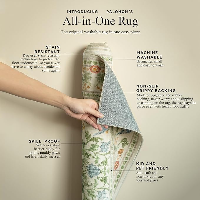 Washable Runners for Hallways Kitchen Rug: 2'x6' Runner Rugs Stain Resistant Non Slip Low Pile Soft Rug Runners for Kitchen Hallways Bedroom Entryway Indoor Living Room Farmhouse