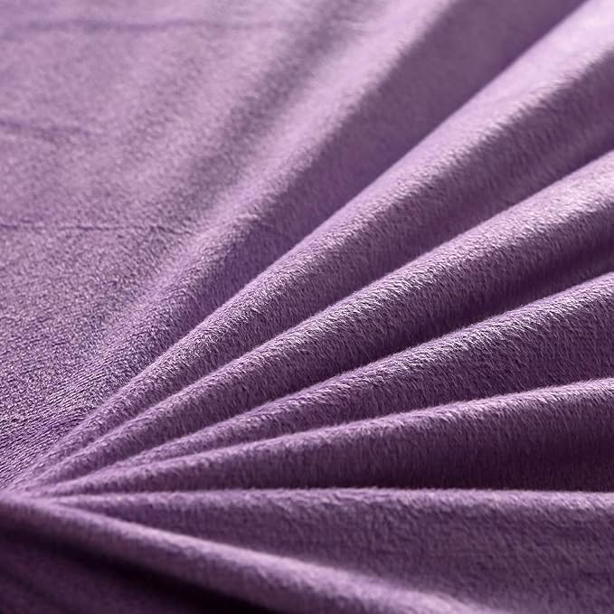 Faux Fur Velvet Fluffy Bedding Duvet Cover Set Down Comforter Quilt Cover with Pillow Shams, Ultra Soft Warm (Queen, Purple)