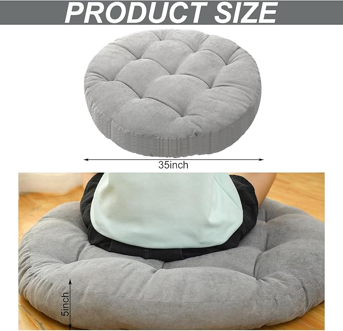 Funnymoom Extra Large Floor Pillow 35 Inch Round Circle Chair Floor Meditation Cushion Papasan Swing Cushion for Adults Oversized Playroom Pillows Big Pillow for Yoga Living Room Sofa