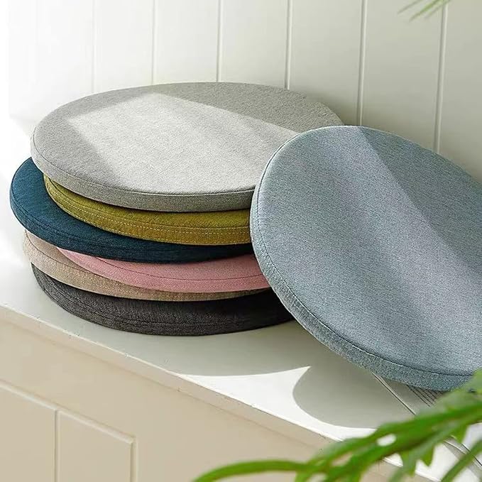 Detachable Cushion, Round Memory Foam Chair Pad, Non-Slip Design Soft Breathable Comfortable Seat Cushion, Suitable for Living Room, Dining Room, Office,With zipper, Washable -14x14inch- Light Grey