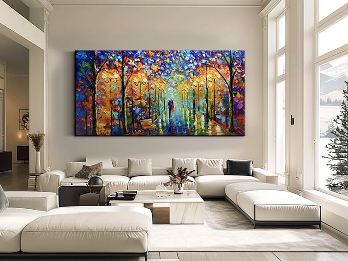 Tyed Art- Large Wall Art,Hand Painted Wall Art Landscape Oil Painting ,Wall Art for Living Room, Bedroom Office Wall Decor, Modern Textured Wall Art, Colorful Abstract Artwork Picture, Modern canvas Wall Art 60 by30 inch