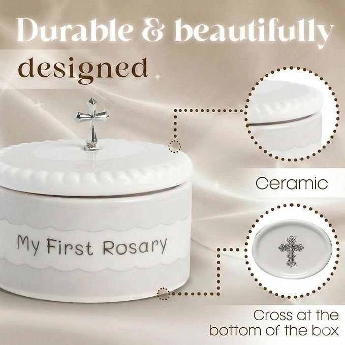Baptism Gifts for Girl - My First Rosary and Keepsake Box, Blessed Baptism Gifts for Boys, Stunning First Communion Gifts or Blessed Christening Gift for Boys or Girls with Catholic Gift Box