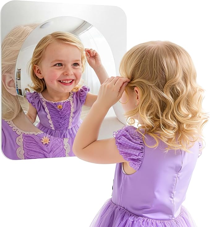 Geiserailie 1 Pc Sensory Wall Mirror Acrylic Bubble Mirror Toys for Calming Corner Items - Sensory Room Have Visual, Tactile Stimulation (10 x 10 Inch,Silver)