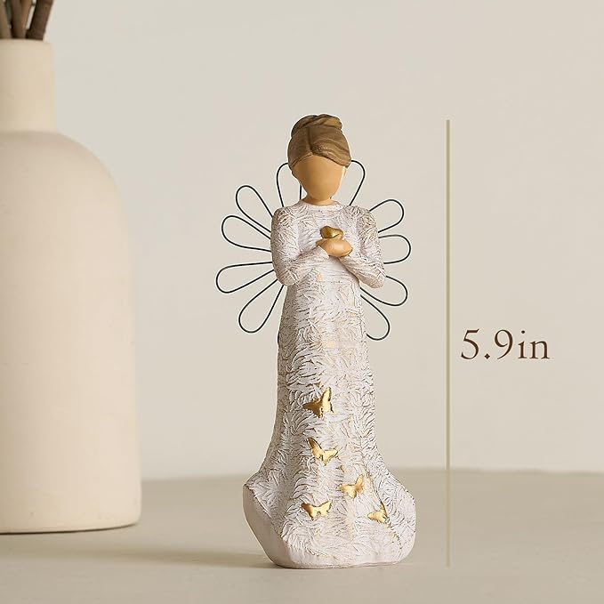 NAN ZAI NAN FANG Sympathy Angel Figurines for Loss of Loved Ones Angel Statues Home Decor Serenity Prayer Gifts for Women Resin Sculpted Hand-Painted Figure Bereavement Gift Praying Hands Statue