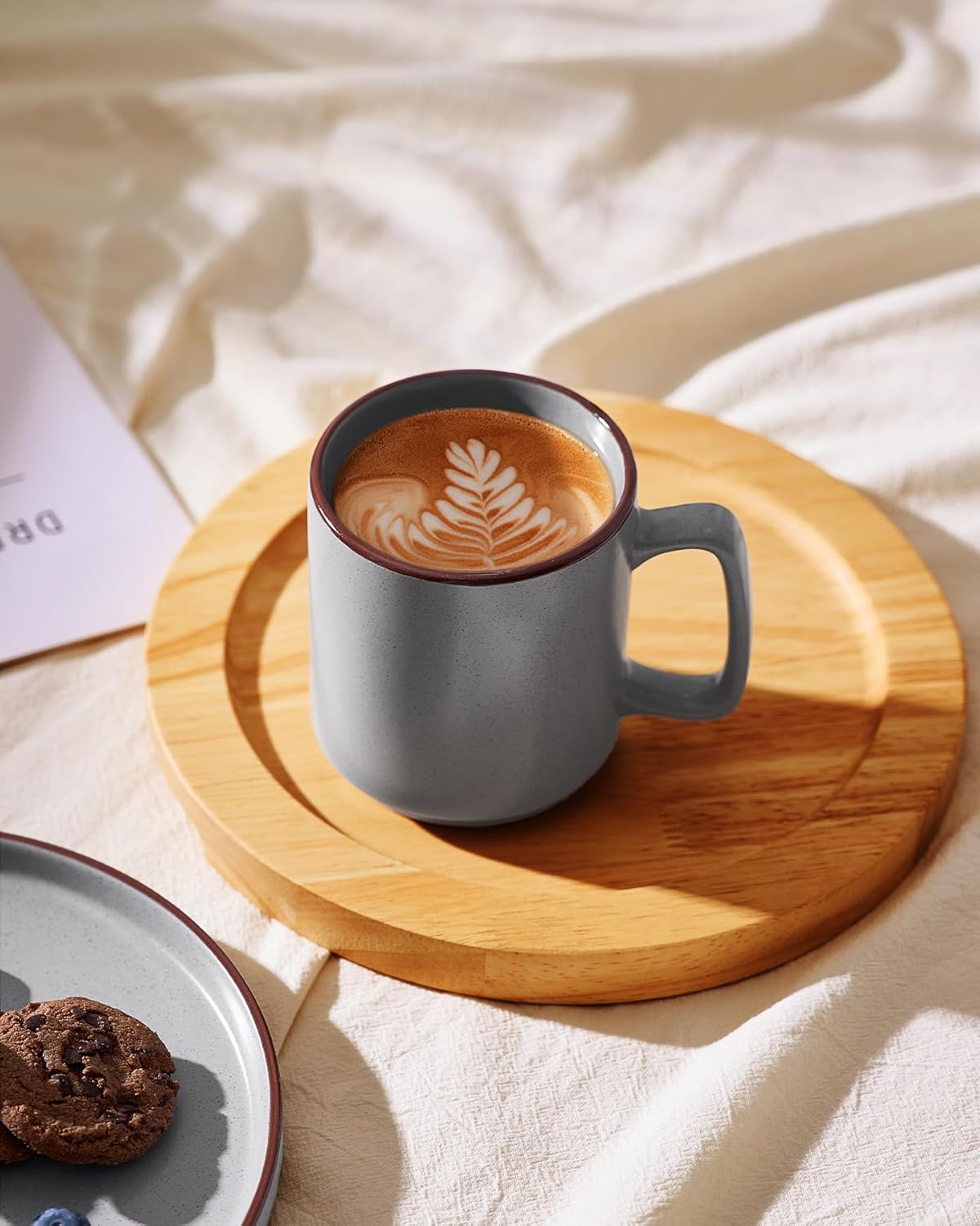 famiware Coffee Mugs Set of 6, Nebula 14oz Coffee Mugs, Ceramic Cup Set with Handle for Latte, Tea, Milk, Cappuccino, Cocoa, Dark Gray