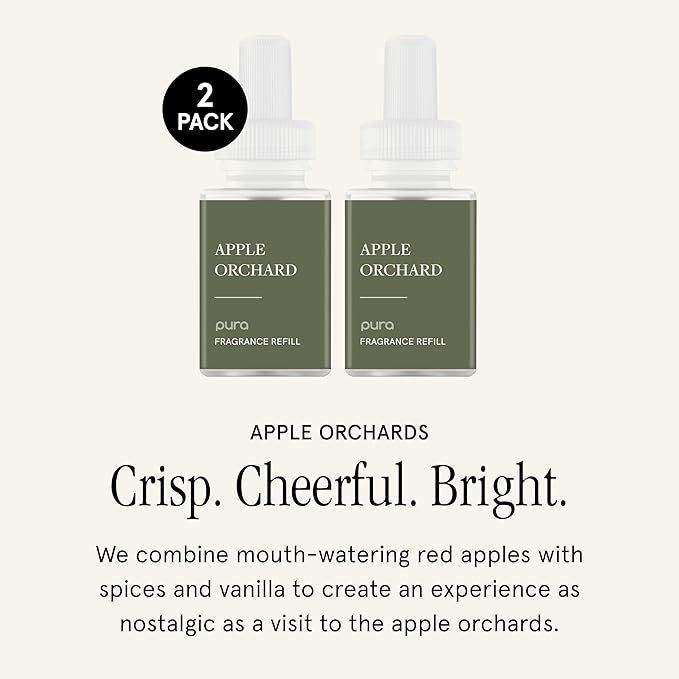 Pura Smart Home Scent Refill - Long-Lasting Premium Fragrance per Refill - Clean Diffuser Fragrance for Home, Office & Apartment - 2 Pack, Apple Orchards