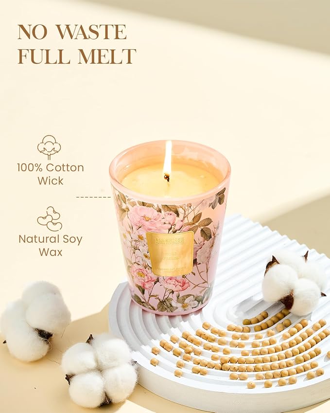 M&SENSE Rose Amber Soy Candle, 14.1oz, Romantic Candle Gift for Women | 60H Slow Burn, Non-Toxic, Romantic Anniversary Home Fragrance, Stress Relief Housewarming Gift