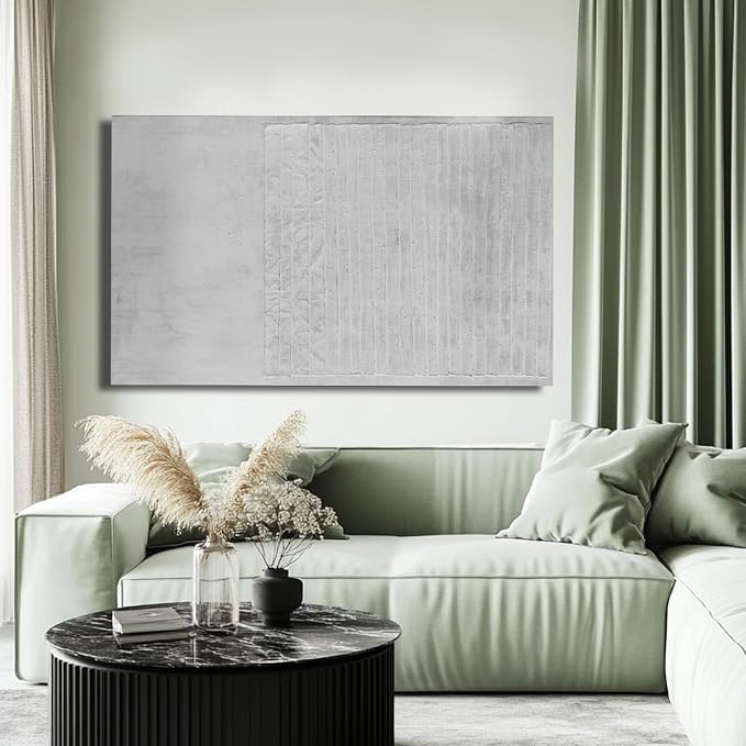 ZUNARE Vertical Minimal Wall Art Soft Neutral Abstract Line Canvas Painting Contemporary Minimal Artwork for Living Room Bedroom Kitchen Space 32x48 inch