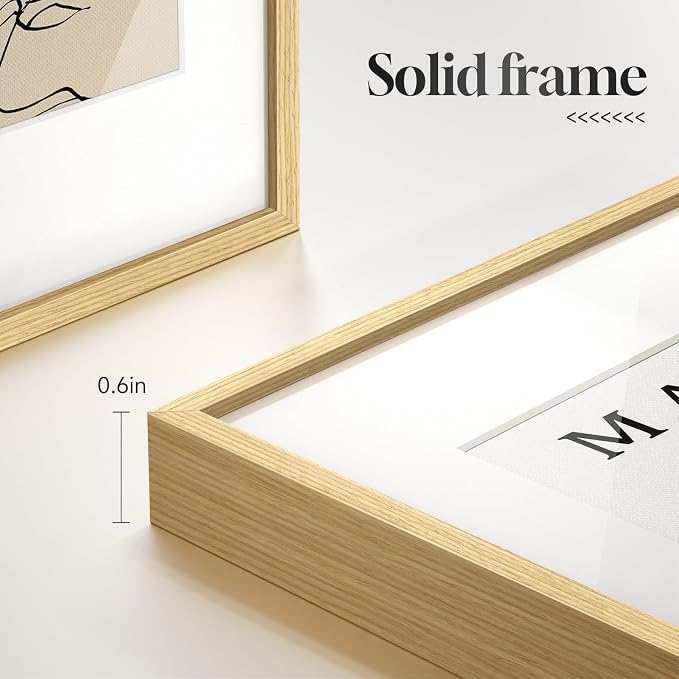 Framed Matisse Neutral Wall Art Set of 4, Beige Abstract Modern Minimalist Botanical Prints for Bathroom Living Room Dining Room Bedroom Home Office Decor, 12x16