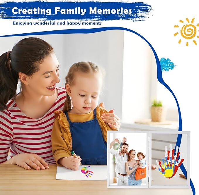 CHERRY CHEERS Family Handprint Kit with Picture Frame – DIY Hand Print Keepsake Gift for Parents & Kids, Handprint Craft for Family Memory Making & Home Decor (with Picture Frame)