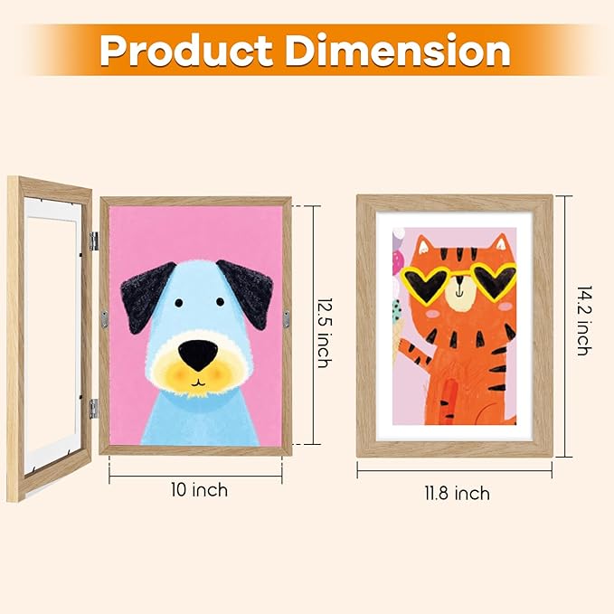 4 Pack Kids Artwork Frames Changeable 10 x 12.5 Inch Children Art Projects Kids Art Frames Front Opening Picture Display Frame, Wood