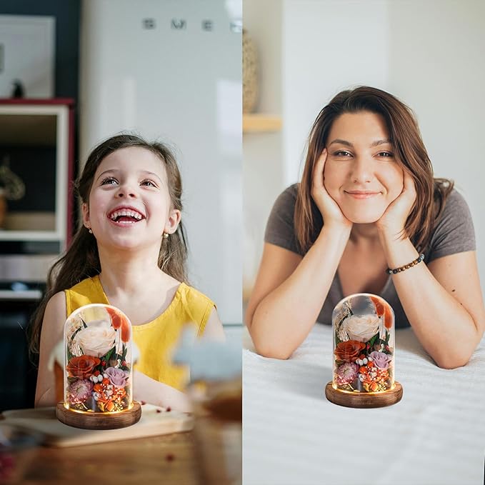 Forever Flower Gifts for MOM:Perfect Mothers Day Flowers for Mom Wife Grandma-Preserved Flower with Symbolic Ladybugs–Flowers for Delivery Prime on Anniversary Birthday (Orange)