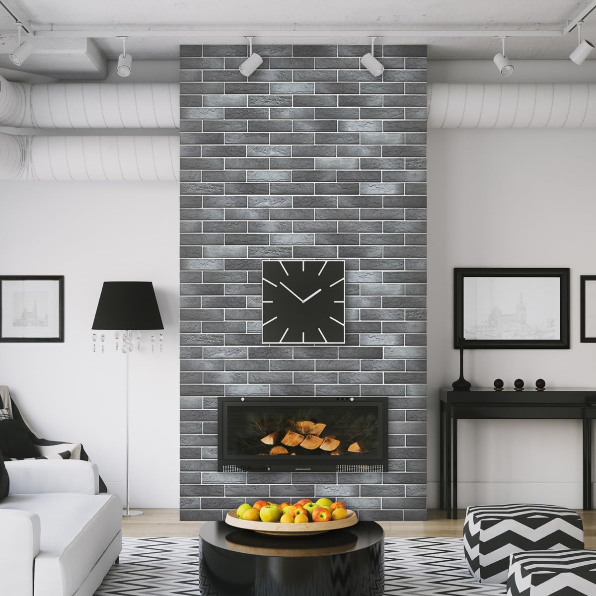 Vintage Faux Brick Wall Tiles, 3D Thin Brick Veneers for Bedroom, Bathroom, Kitchen, Fireplace and Fence Wall Panels (100, Whitewash Grey)