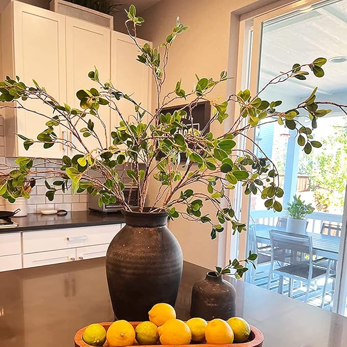 3pcs Faux Stems Artificial Branches for Vase Artificial Stems Artificial Greenery Stems Faux Green Stems Artificial Eucalytus Branches Fake Stems(42"/Each Branch)