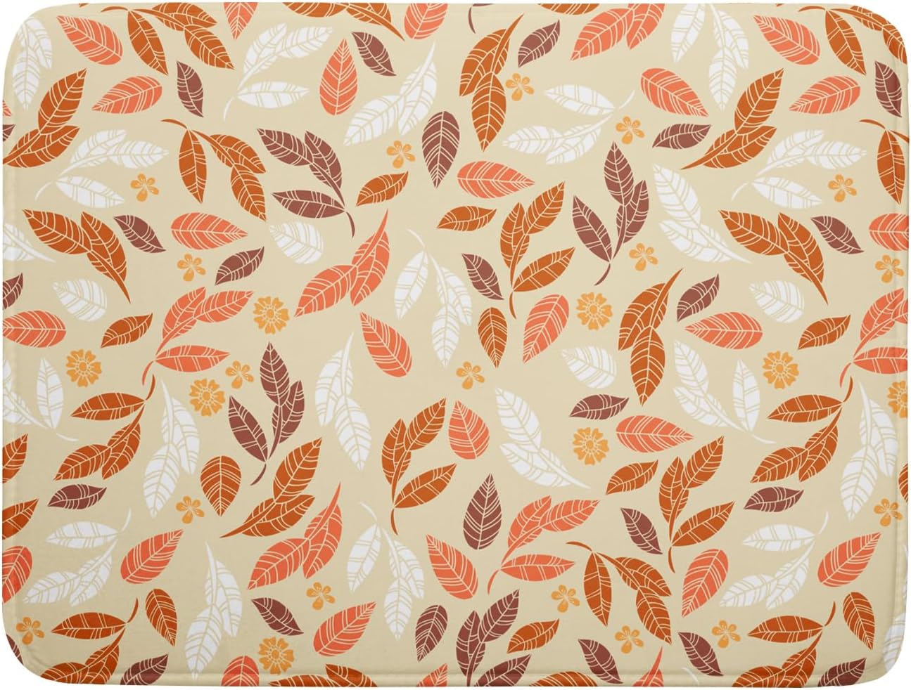 Fall Leaves Dish Drying Mat for Kitchen Counter Autumn Orange White Leaves Seasonal Super Absorbent Reversible Microfiber Kitchen Countertop Protector Dishes Pad Large 18x24 inch