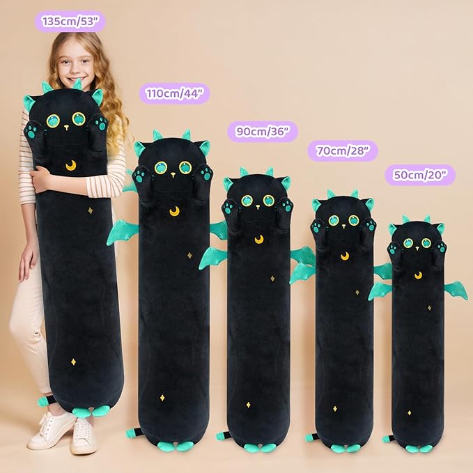 Mewaii Long Cat Plush, 5 Sizes, 120% Extra Filling Giant Plushness Kids Body Pillow, Kawaii Cute Big Eyes Stuffed Animal Plushie, Big Long Body Pillow Gift for Girls 36'
